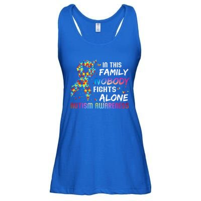 This Family Nobody Fight Alone Puzzle Piece Autism Awareness Gift Ladies Essential Flowy Tank