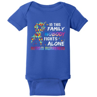 This Family Nobody Fight Alone Puzzle Piece Autism Awareness Gift Baby Bodysuit