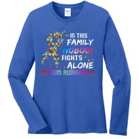 This Family Nobody Fight Alone Puzzle Piece Autism Awareness Gift Ladies Long Sleeve Shirt