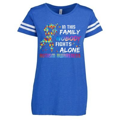 This Family Nobody Fight Alone Puzzle Piece Autism Awareness Gift Enza Ladies Jersey Football T-Shirt