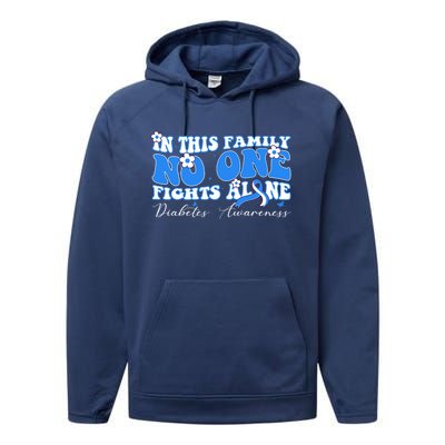 This Family Nobody Fights Diabetes Alone Gift Performance Fleece Hoodie