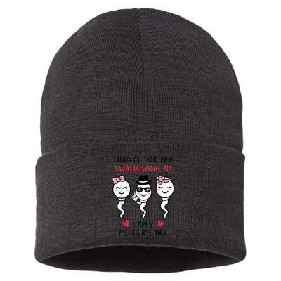 Thanks For Not Swallowing Us Happy Mother's Day Funny Sustainable Knit Beanie