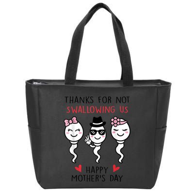 Thanks For Not Swallowing Us Happy Mother's Day Funny Zip Tote Bag
