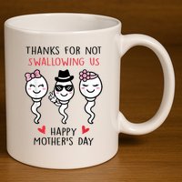 Thanks For Not Swallowing Us Happy Mother's Day Funny 11oz C Handle Ceramic Mug