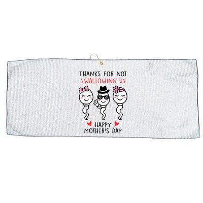 Thanks For Not Swallowing Us Happy Mother's Day Funny Large Microfiber Waffle Golf Towel