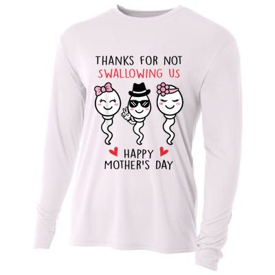 Thanks For Not Swallowing Us Happy Mother's Day Funny Cooling Performance Long Sleeve Crew