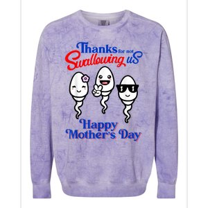 Thanks For Not Swallowing Us Happy Mother's Day Funny Colorblast Crewneck Sweatshirt