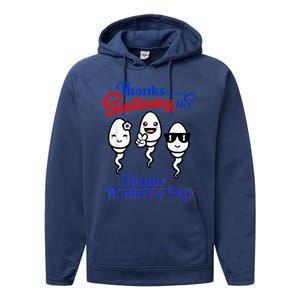 Thanks For Not Swallowing Us Happy Mother's Day Funny Performance Fleece Hoodie