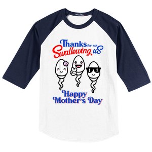 Thanks For Not Swallowing Us Happy Mother's Day Funny Baseball Sleeve Shirt