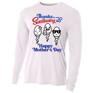 Thanks For Not Swallowing Us Happy Mother's Day Funny Cooling Performance Long Sleeve Crew