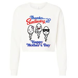 Thanks For Not Swallowing Us Happy Mother's Day Funny Cropped Pullover Crew