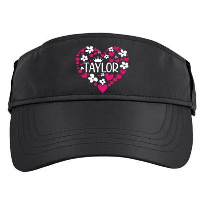 Taylor First Name I Love Taylor Girl Groovy 80s Pink White Adult Drive Performance Visor