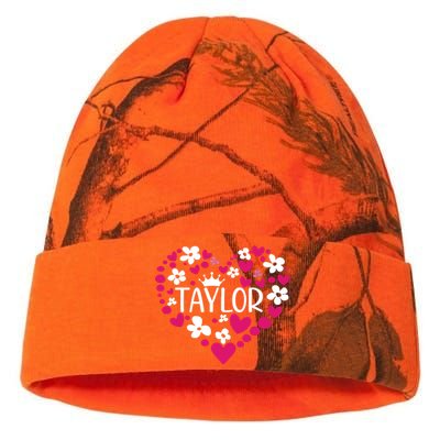 Taylor First Name I Love Taylor Girl Groovy 80s Pink White Kati Licensed 12" Camo Beanie