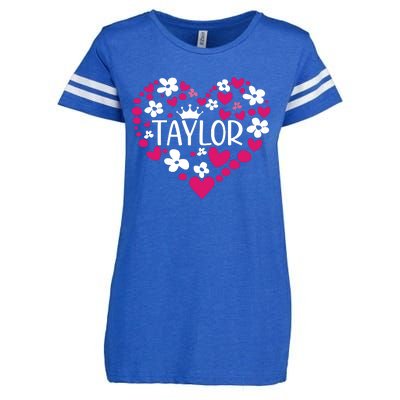 Taylor First Name I Love Taylor Girl Groovy 80s Pink White Enza Ladies Jersey Football T-Shirt