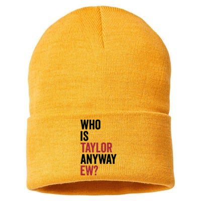 Taylor First Name Who Is Taylor Anyway Ew Girl Groovy 80s Sustainable Knit Beanie