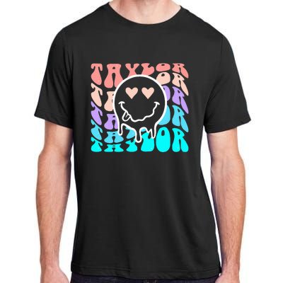 T.aylor First Name Retro Happy Face Groovy Birthday Gift Adult ChromaSoft Performance T-Shirt