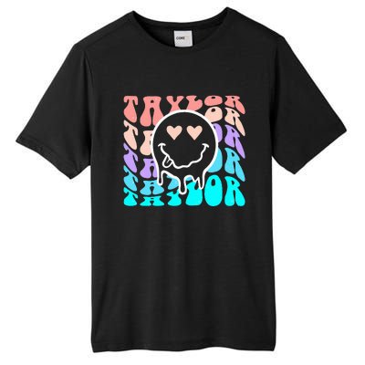 T.aylor First Name Retro Happy Face Groovy Birthday Gift Tall Fusion ChromaSoft Performance T-Shirt