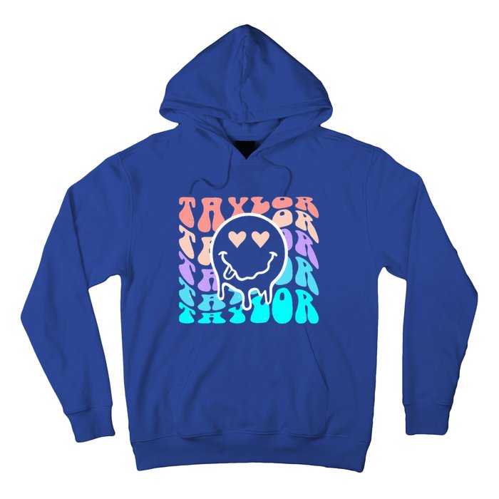 T.aylor First Name Retro Happy Face Groovy Birthday Gift Hoodie