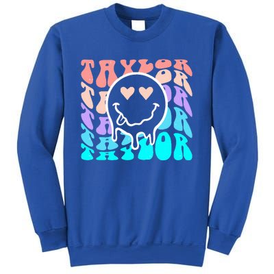 T.aylor First Name Retro Happy Face Groovy Birthday Gift Sweatshirt