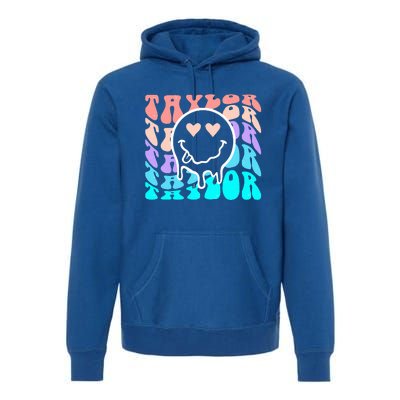 T.aylor First Name Retro Happy Face Groovy Birthday Gift Premium Hoodie