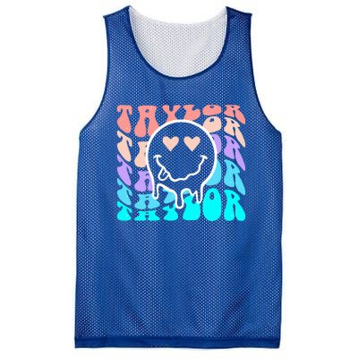 T.aylor First Name Retro Happy Face Groovy Birthday Gift Mesh Reversible Basketball Jersey Tank