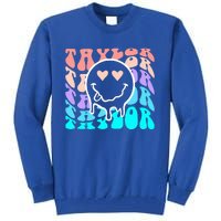 T.aylor First Name Retro Happy Face Groovy Birthday Gift Tall Sweatshirt