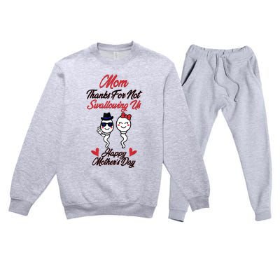 Thanks For Not Swallowing Us Happy Mother's Day Premium Crewneck Sweatsuit Set