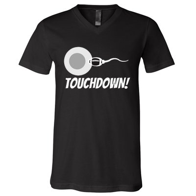 Touchdown Football New Dad Funny Pregnancy Announcement V-Neck T-Shirt