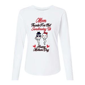 Thanks For Not Swallowing Us Happy Mother's Day Womens Cotton Relaxed Long Sleeve T-Shirt