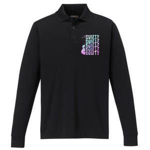 Taylor First Name I Love Taylor Girl Groovy 80S Performance Long Sleeve Polo