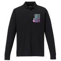 Taylor First Name I Love Taylor Girl Groovy 80S Performance Long Sleeve Polo