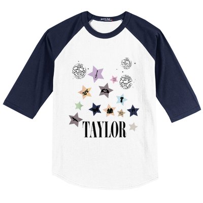 Taylor First Name I Love Taylor Groovy 80S Birthday Baseball Sleeve Shirt