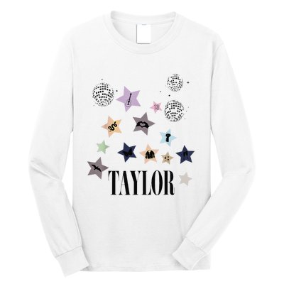 Taylor First Name I Love Taylor Groovy 80S Birthday Long Sleeve Shirt