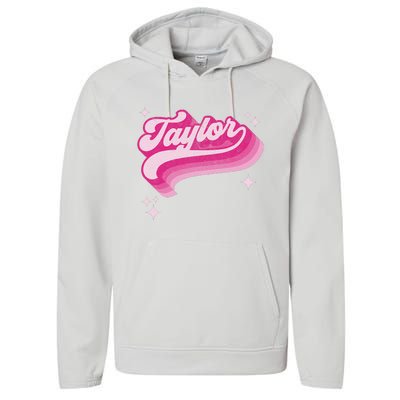 T.aylor First Name Vintage Style 70s Personalized Performance Fleece Hoodie