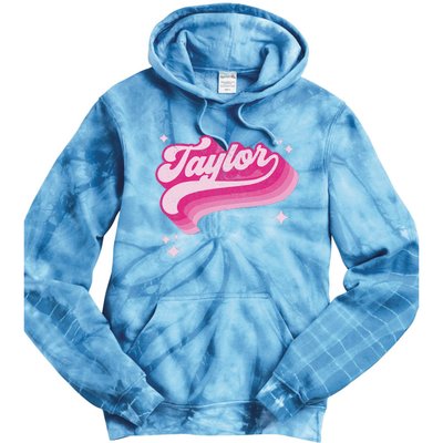 T.aylor First Name Vintage Style 70s Personalized Tie Dye Hoodie