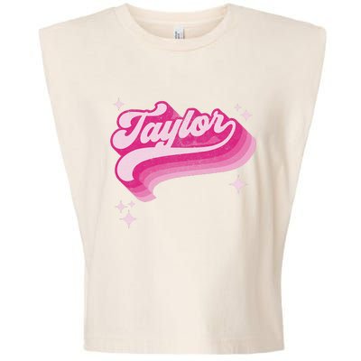 T.aylor First Name Vintage Style 70s Personalized Garment-Dyed Women's Muscle Tee