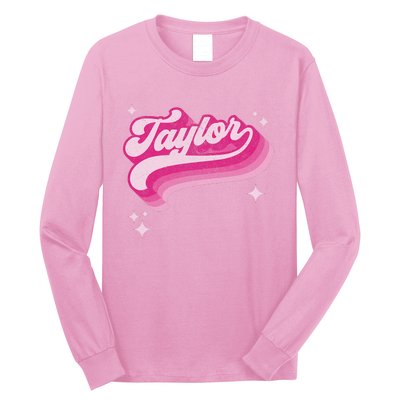 T.aylor First Name Vintage Style 70s Personalized Long Sleeve Shirt