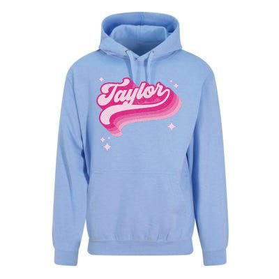 T.aylor First Name Vintage Style 70s Personalized Unisex Surf Hoodie