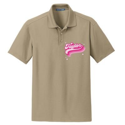 T.aylor First Name Vintage Style 70s Personalized Dry Zone Grid Polo