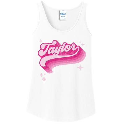 T.aylor First Name Vintage Style 70s Personalized Ladies Essential Tank