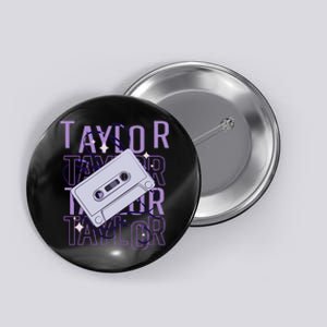 Taylor First Name Personalized Groovy 80S Birthday Button