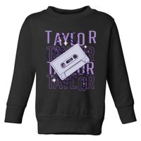 Taylor First Name Personalized Groovy 80S Birthday Toddler Sweatshirt