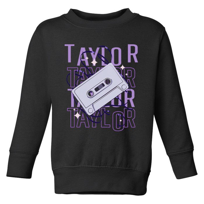 Taylor First Name Personalized Groovy 80S Birthday Toddler Sweatshirt