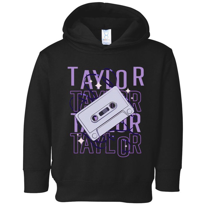 Taylor First Name Personalized Groovy 80S Birthday Toddler Hoodie