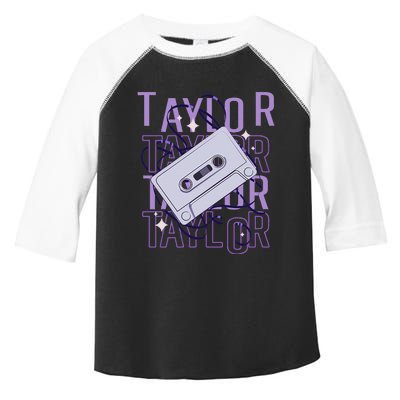 Taylor First Name Personalized Groovy 80S Birthday Toddler Fine Jersey T-Shirt