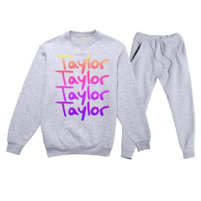 T.aylor First Named Baby funny Birthday Premium Crewneck Sweatsuit Set