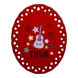 Taylor First Name Personalized Groovy Birthday Ceramic Oval Ornament