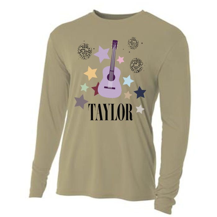 Taylor First Name Personalized Groovy Birthday Cooling Performance Long Sleeve Crew