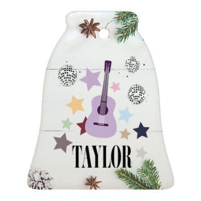 Taylor First Name Personalized Groovy Birthday Ceramic Bell Ornament