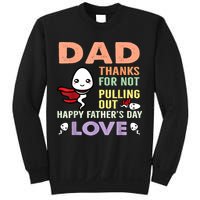 Thanks For Not Pulling Out Funny Happy Fathers Day Sweatshirt